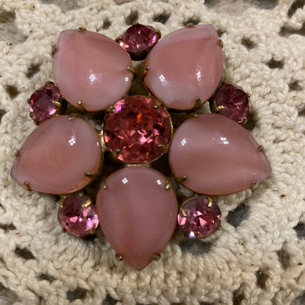 Pink stone brooch